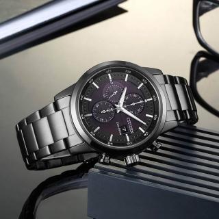 【CITIZEN 星辰】Eco-Drive光動能三眼計時手錶-黑/43mm 開學禮 送禮 推薦(CA0615-59E)