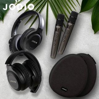 【J-POWER 傑強】JODIO 藍芽行動KTV耳機豪華組 酷黑色 雙組(無線麥克風 收納包 耳機 K歌 行動KTV 卡拉OK)