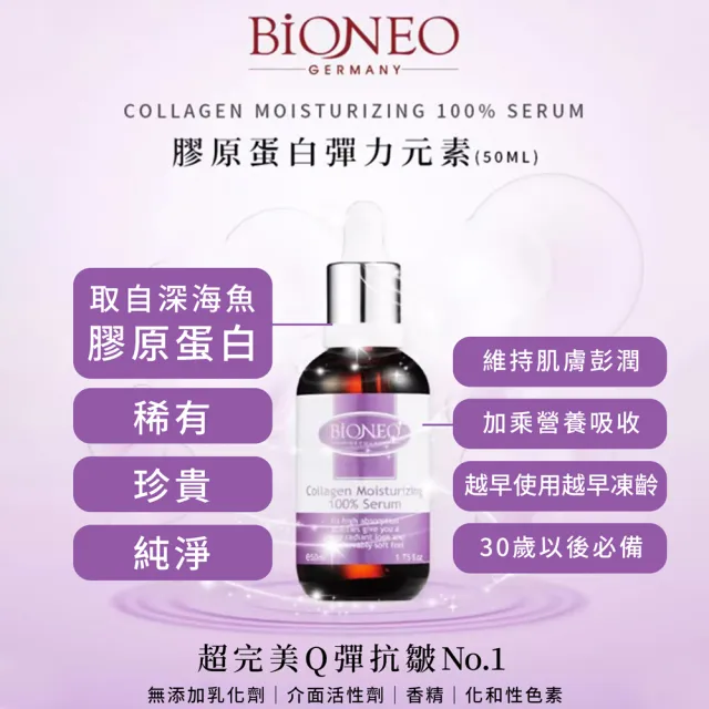【Bioneo 德國百妮】玻尿酸_杏仁酸_膠原蛋白 50mlX5(臉部保養 精華液)