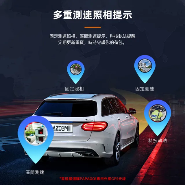 【PAPAGO!】PAPAGO! G560 四鏡頭 360度監控 WiFi 行車紀錄器(左右鏡頭180度調節/科技執法/測速提醒)