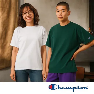 【Champion】官方直營 買一送一 男女款-素面LOGO短袖上衣Tee(選任二入組)