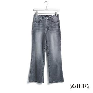 【SOMETHING】女裝 LISA丹寧九分靴型喇叭褲(灰色)