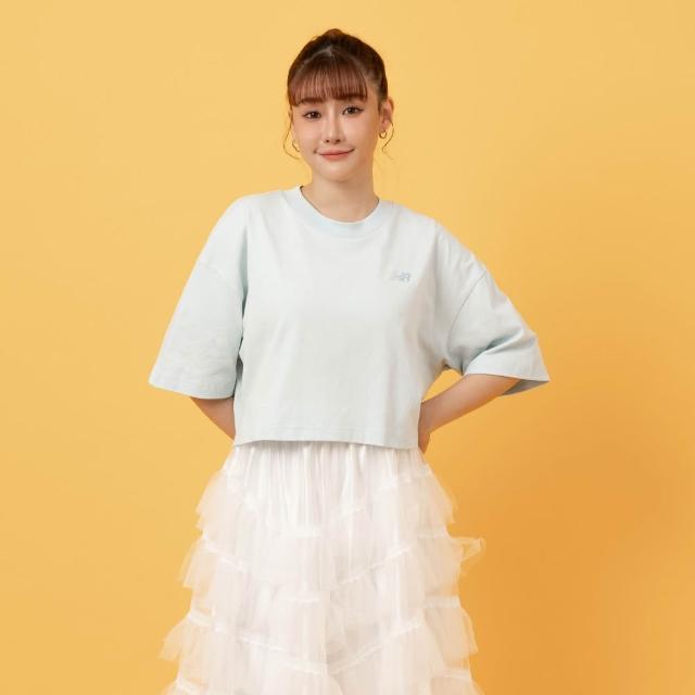【NEW BALANCE】NB 棉質短T/短版上衣_WT43536FRL_女性_淺藍色(美版 版型偏大)