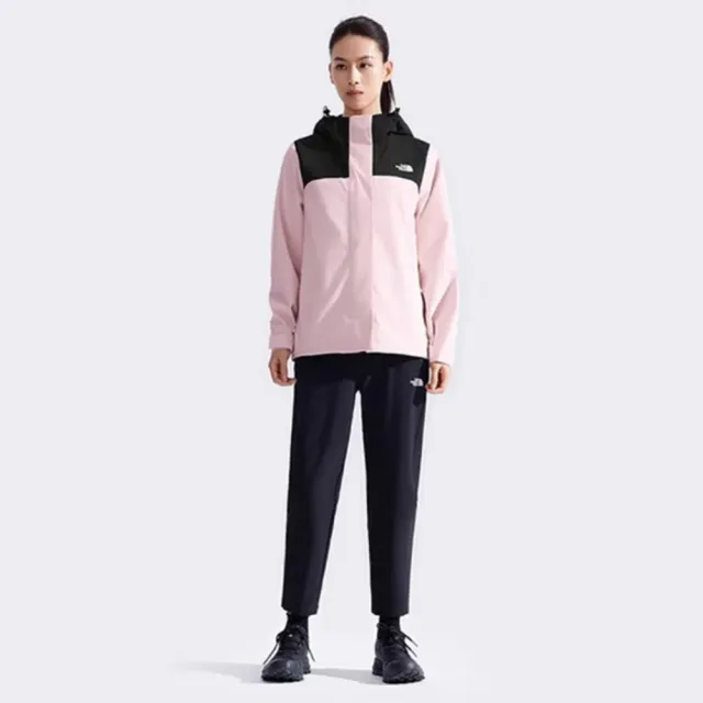 【The North Face】北臉 外套 女款 運動連帽外套 衝鋒衣 防風 防潑水   粉黑 NF0A8DX8E93
