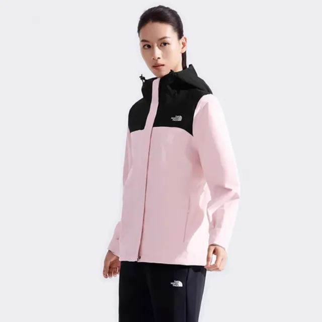 【The North Face】北臉 外套 女款 運動連帽外套 衝鋒衣 防風 防潑水   粉黑 NF0A8DX8E93