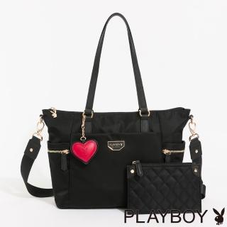 【PLAYBOY】托特包附長背帶 Stance系列(黑色)