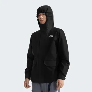 【The North Face 官方旗艦】北面男款黑色DryVent防水透氣可調節連帽衝鋒衣｜8AUK4H0(外套)