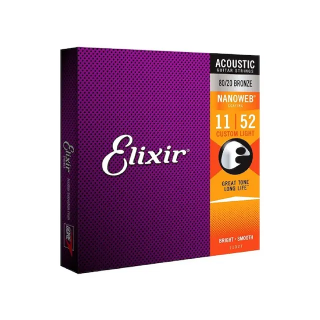 【ELIXIR】Nanoweb 黃銅 薄包覆 11-52 民謠吉他弦(公司貨保證)