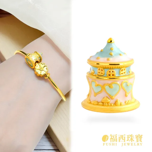 【福西珠寶】黃金串珠 旋轉木馬路路通串珠藍色款(金重0.40錢正負0.03錢)