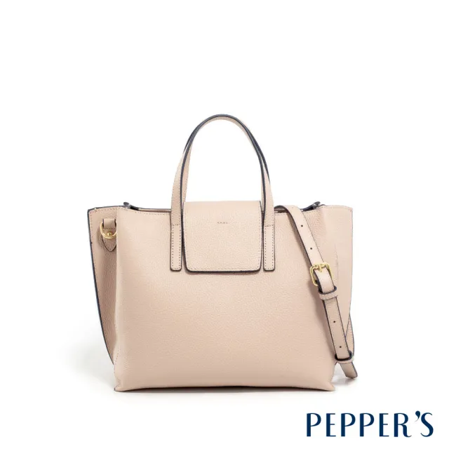 【PEPPER’S】DOT 真皮船型手提包 - 奶茶色/午夜藍(真皮包包 手提包 真皮)