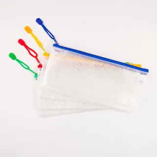 【Conifer 綠的事務】長A5可掛式網狀拉鍊袋 11x25cm(防水收納袋 霧透收納袋 文具袋)