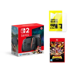 【Nintendo 任天堂】Switch 2 瑪利歐賽車世界同捆機+咚奇剛 蕉力全開(含Rocktek 雷爵玻璃保護貼+收納包)