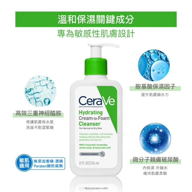 【CeraVe適樂膚】溫和洗卸泡沫潔膚乳 236ml 冠軍限定組(洗臉卸妝)