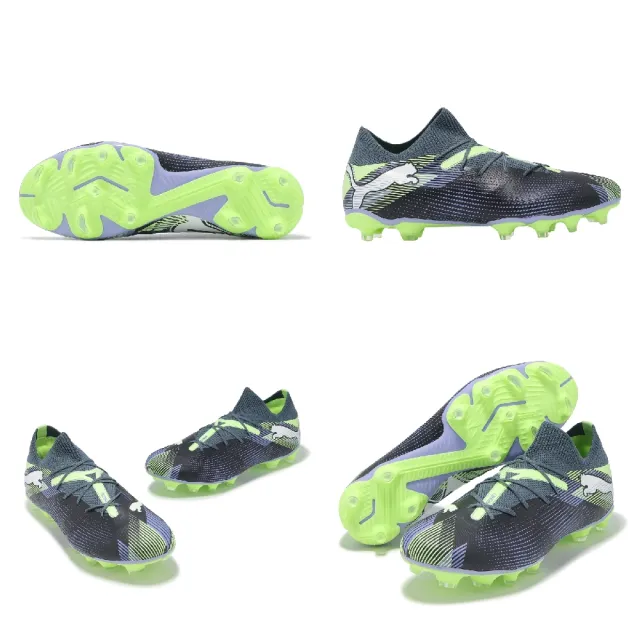 【PUMA】足球鞋 Future 7 Match FG AG 男鞋 短草皮場地 藍 綠 襪套 支撐(107931-03)