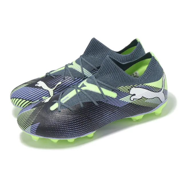 【PUMA】足球鞋 Future 7 Match FG AG 男鞋 短草皮場地 藍 綠 襪套 支撐(107931-03)