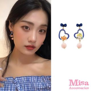 【MISA】韓國設計S925銀針不對稱可愛灰姑娘與南瓜馬車耳環(S925銀針耳環 不對稱耳環)