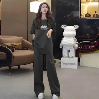 【Pure 衣櫃】時尚減齡潮短袖上衣闊腿長褲兩件套(女上衣/KDAY-296)