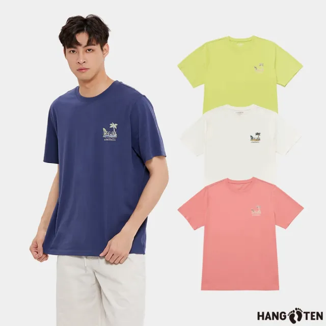 【Hang Ten】中性款-BCI純棉海灘印花/復古衝浪印花/懷舊印花短袖T恤(多款選)