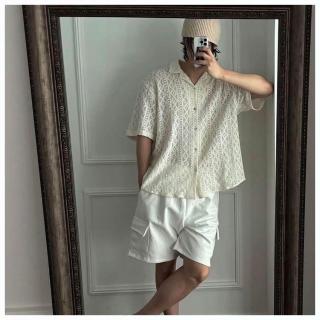 【Dition】韓系鏤空編織襯衫 oversize(男女可穿 渡假風)
