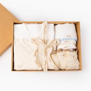 【Gennies 奇妮】彌月禮盒 小蝴蝶陽光花園經典禮盒8件組(蝴蝶衣+紗布巾+短襪)