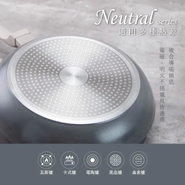 【KINYO】Neutral IH陶瓷塗層不沾鍋具(不沾鍋 炒鍋 平底鍋 雙耳湯鍋)