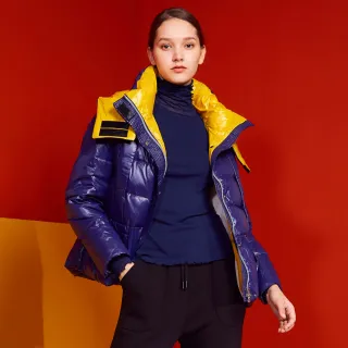 【GLORY21】速達-網路獨賣款-率性雙色保暖連帽羽絨外套(紫色)