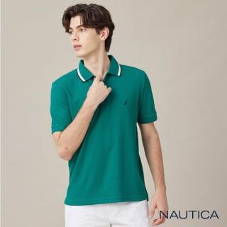 【NAUTICA】官方旗艦 男裝 吸濕排汗撞色領口短袖POLO衫(綠色)