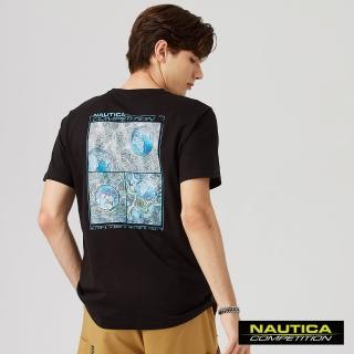 【NAUTICA】官方旗艦 男裝 COMPETITION地球圖騰短袖T恤(黑色)