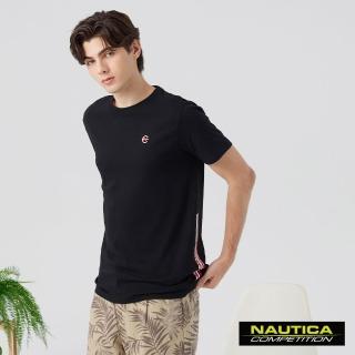 【NAUTICA】官方旗艦 男裝 COMPETITION漸小Ｎ字短袖T恤(黑色)