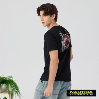 【NAUTICA】官方旗艦 男裝 COMPETITION地層圖騰短袖T恤(黑色)