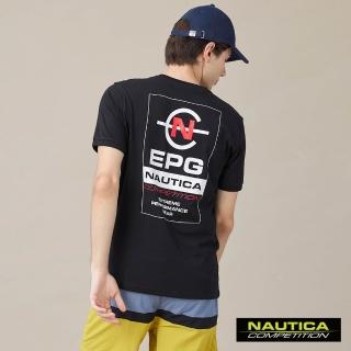 【NAUTICA】官方旗艦 男裝 COMPETITION品牌文字雙面設計短袖T恤(黑色)