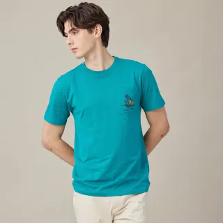 【NAUTICA】官方旗艦 男裝 海島風印花口袋短袖T恤(藍色)