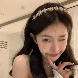 【Porabella】髮箍 閃亮水晶髮箍 金屬質感髮箍 高級感水晶髮箍 高顱頂氣質壓髮頭箍 髮卡髮箍頭箍髮飾