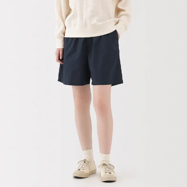 【MUJI 無印良品】女水洗平織布短褲(黑色 米色 卡其 粉紅 暗藍)