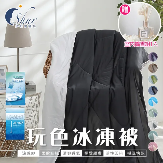 【ISHUR 伊舒爾】玩色雙面冰凍被1入 5x6尺(贈室內擴香組1入/涼被/夏被/多款任選)