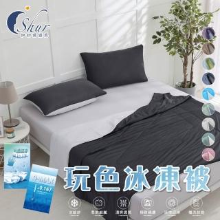 【ISHUR 伊舒爾】玩色雙面冰凍被+同款冰凍枕套 三件組(涼被/枕頭套/夏被/多款任選)