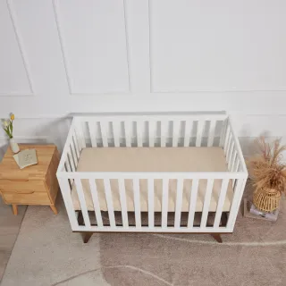 【Lebaby 樂寶貝】Denmark丹麥三合一+單面床墊+雙層紗防踢被3件組+保潔墊+護欄(嬰兒床/成長床/美式小沙發)