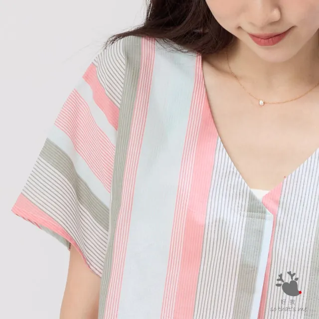 【so that’s me 好我】Vicky夏日V領棉質寬上衣(綠粉條)