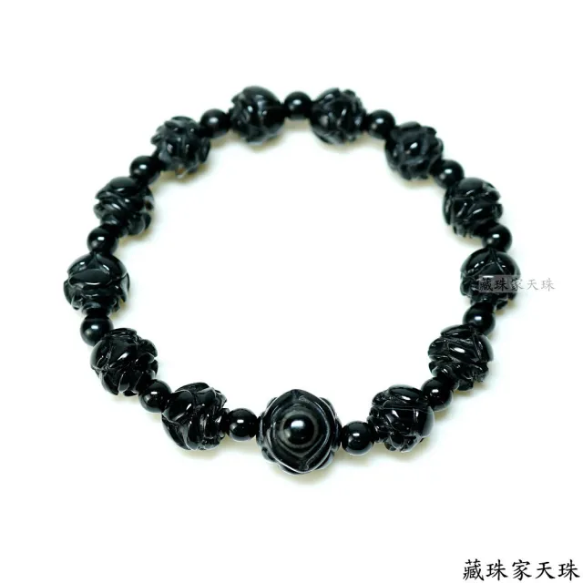 【藏珠家】財咒天眼+黑玉髓蓮花天珠手鍊