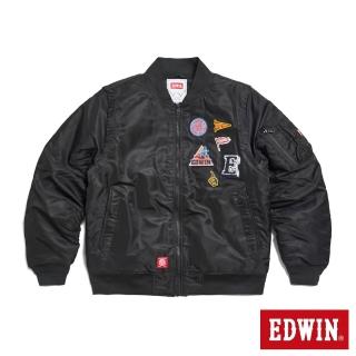 【EDWIN】男裝 BLUE TRIP 可拆袖徽章防寒外套(黑色)