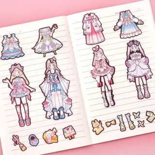 【茉家】甜心女孩換裝DIY紙娃娃貼紙(2入)