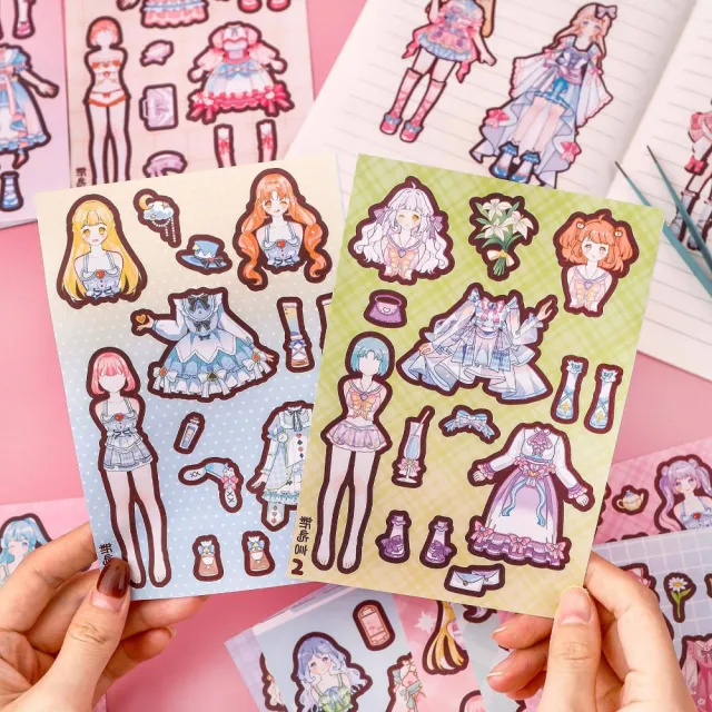 【茉家】甜心女孩換裝DIY紙娃娃貼紙(2入)