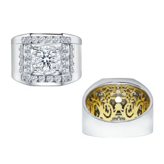 【King Star】GIA一克拉 Dcolor 鉑金台 天然鑽石男戒 尊爵奢華(3 克拉視覺效果)