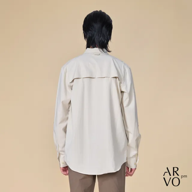 【ARVOpm】男女同款 杏色休閒長袖襯衫00082503101(雙11限定)