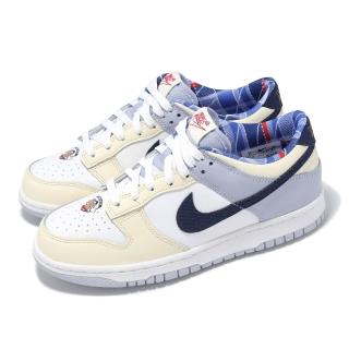 【NIKE 耐吉】休閒鞋 Dunk Low GS 大童 女鞋 Just Do It 米白 藍(IH7343-141)