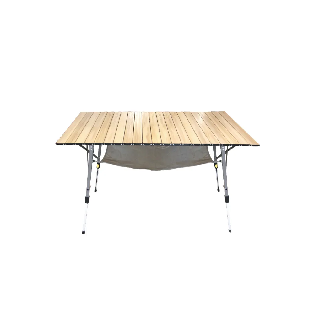 【Lumikenka 露米】無段式伸縮120公分蛋捲桌_木紋(悠遊戶外)