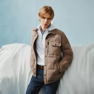 【G2000】可機洗防潑水舖棉襯衫領彈性外套-深灰褐色(4818310454)