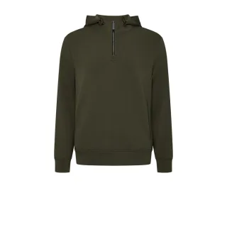 【G2000】男款 可機洗空氣棉拉鍊式拉鍊連帽式針織素面長袖T恤-土灰綠色(4814108248)