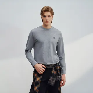 【G2000】男款 可機洗半高圓領法式毛圈彈性針織素面長袖T恤-石板灰色(4814110292)