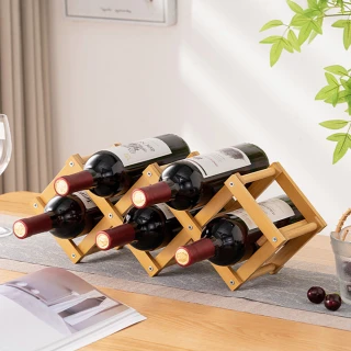 【HappyLife】免安裝折疊紅酒架 5瓶架 Y12410(酒架 紅酒收納架 酒瓶展示架 酒櫃 葡萄酒架)